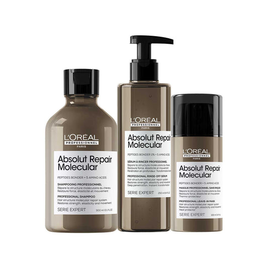 L'Oréal Professionnel ARM Sulfate-Free Deep Repairing Shampoo, Rinse-Off Serum & Leave-In Mask Combo for Damaged Hair