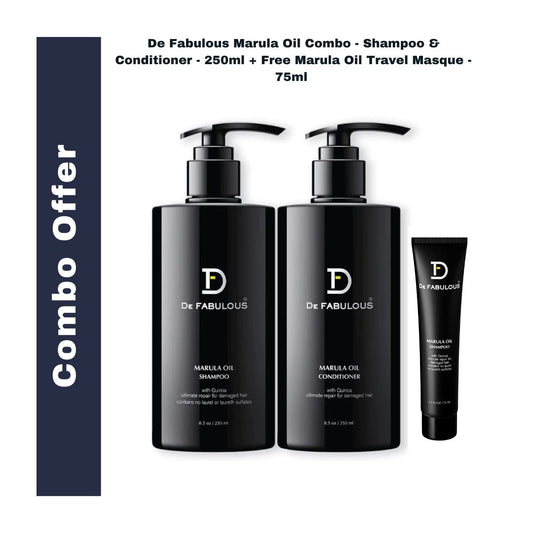 De Fabulous Marula Oil Combo - Shampoo & Conditioner - 250ml + Free Marula Oil Travel Masque - 75ml